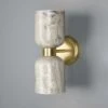 Sakura Marbled Ceramic And Brass Double Wall Light -Home-Lighting Sale mlcmwl016satbrs