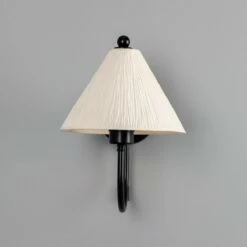 Tilia Organic Ceramic Cone Wall Light 9.4", Matte White Striped -Home-Lighting Sale mlcmwl029pcmbk 1
