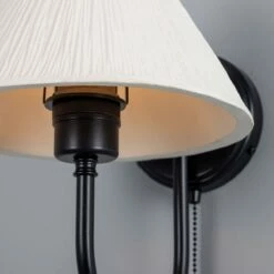 Tilia Organic Ceramic Cone Wall Light 9.4", Matte White Striped -Home-Lighting Sale mlcmwl029pcmbk 3