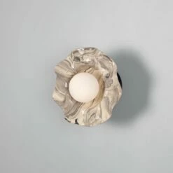 Rivale Wall Light With Wavy Marbled Ceramic Shade