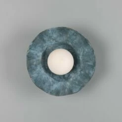 Rivale Wall Light With Wavy Ceramic Shade, Blue Earth -Home-Lighting Sale mlcmwl032antslv