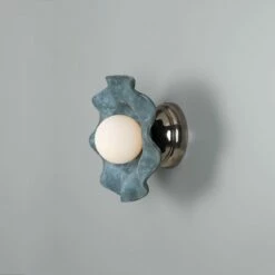 Rivale Wall Light With Wavy Ceramic Shade, Blue Earth -Home-Lighting Sale mlcmwl032antslv 1