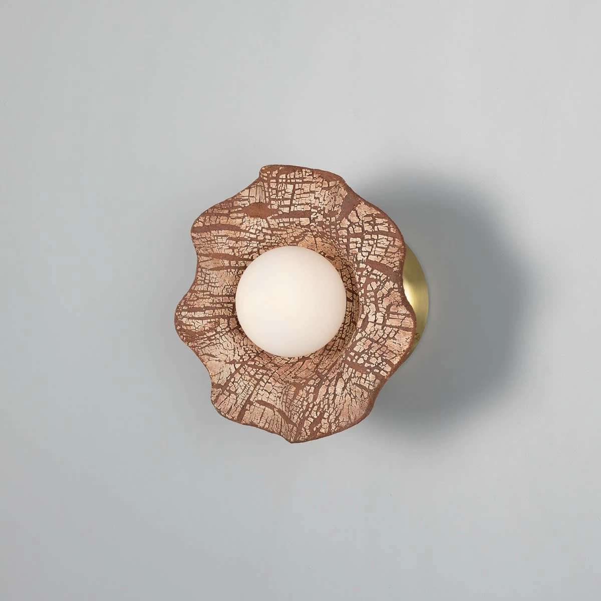 Rivale Wall Light With Wavy Ceramic Shade, Red Iron 3 Rivale Wall Light With Wavy Ceramic Shade, Red Iron