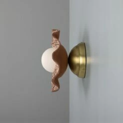 Rivale Wall Light With Wavy Ceramic Shade, Red Iron 14 Rivale Wall Light With Wavy Ceramic Shade, Red Iron -Home-Lighting Sale mlcmwl033satbrs 4