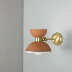 Nakaii Organic Ceramic Wall Light, Terracotta & White 14 Nakaii Organic Ceramic Wall Light, Terracotta & White -Home-Lighting Sale mlcmwl036satbrs 4