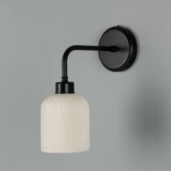 Osier Organic Ceramic Wall Light, Matte White Striped -Home-Lighting Sale mlcmwl043pcmbk 1