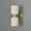 Sakura Double Ceramic And Brass Wall Light, Matte White Striped 1 Sakura Double Ceramic And Brass Wall Light, Matte White Striped -Home-Lighting Sale mlcmwl044satbrs