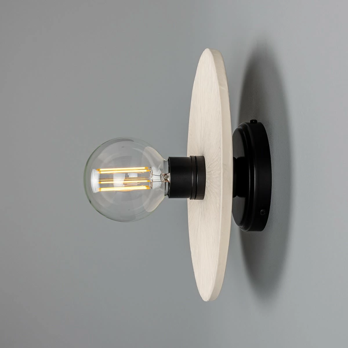 Bog Oak Organic Ceramic Disc Wall Light, Matte White Striped 5 Bog Oak Organic Ceramic Disc Wall Light, Matte White Striped - Image 3