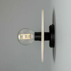 Bog Oak Organic Ceramic Disc Wall Light, Matte White Striped 10 Bog Oak Organic Ceramic Disc Wall Light, Matte White Striped -Home-Lighting Sale mlcmwl045pcmbk 3