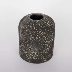 Osier Ceramic Cylinder Lamp Shade, Black Clay 4.5"