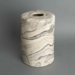 Senna White And Black Marble Ceramic Cylinder Lamp Shade 4.7"