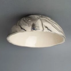 Kauri White And Black Marble Ceramic Dome Lamp Shade 7.9" -Home-Lighting Sale mlcs035 2