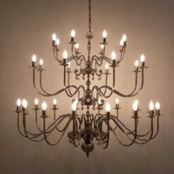 Flemish Candle-Style Brass Three-Tier Chandelier, 32-Light 17 Flemish Candle-Style Brass Three-Tier Chandelier, 32-Light -Home-Lighting Sale mlf019antbrs 2