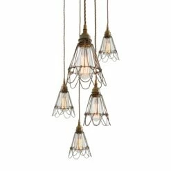 Praia Cage Pendant Cluster, Five Light -Home-Lighting Sale mlf177antbrs 1