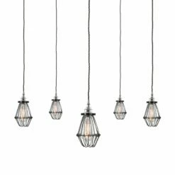 Praia Cage Pendant Cluster, Five Light -Home-Lighting Sale mlf177pcblk