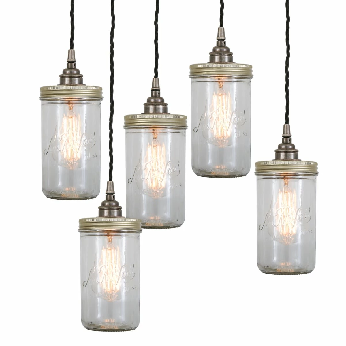 Jam Jar Pendant Cluster, Five Light 7 Jam Jar Pendant Cluster, Five Light - Image 5