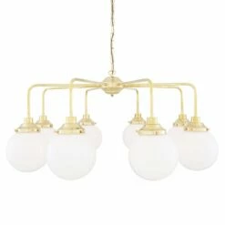 Rome Mid-Century Single Tier Globe Chandelier, Eight-Light