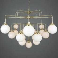 Rome Mid-Century Four-Tier Globe Chandelier, 21-Light