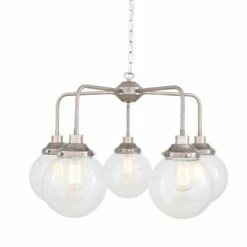 Rome Mid-Century Single Tier Globe Chandelier, Five-Light -Home-Lighting Sale mlf318cl