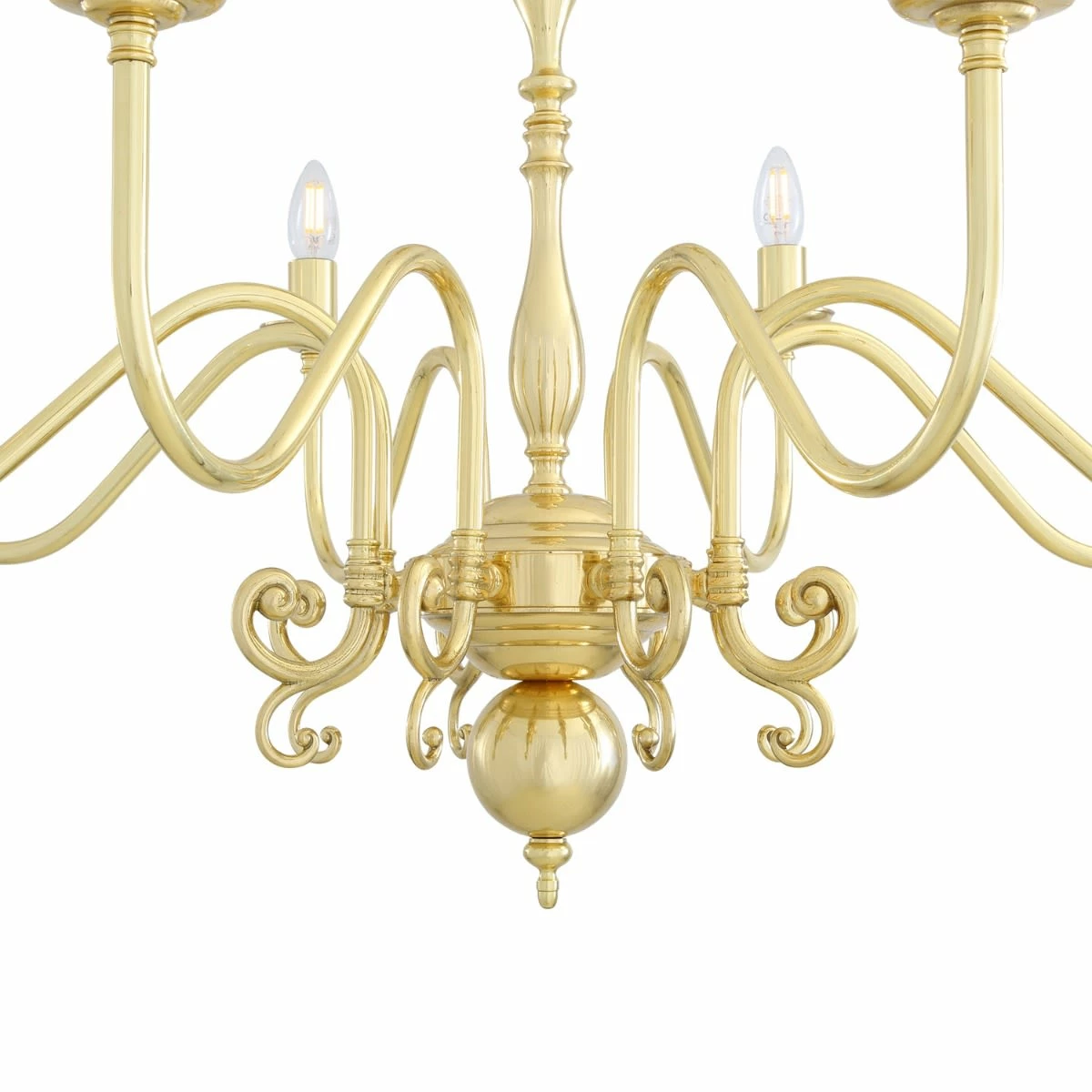 Flemish Candle-Style Brass Single Tier Chandelier, Eight-Light 8 Flemish Candle-Style Brass Single Tier Chandelier, Eight-Light - Image 6