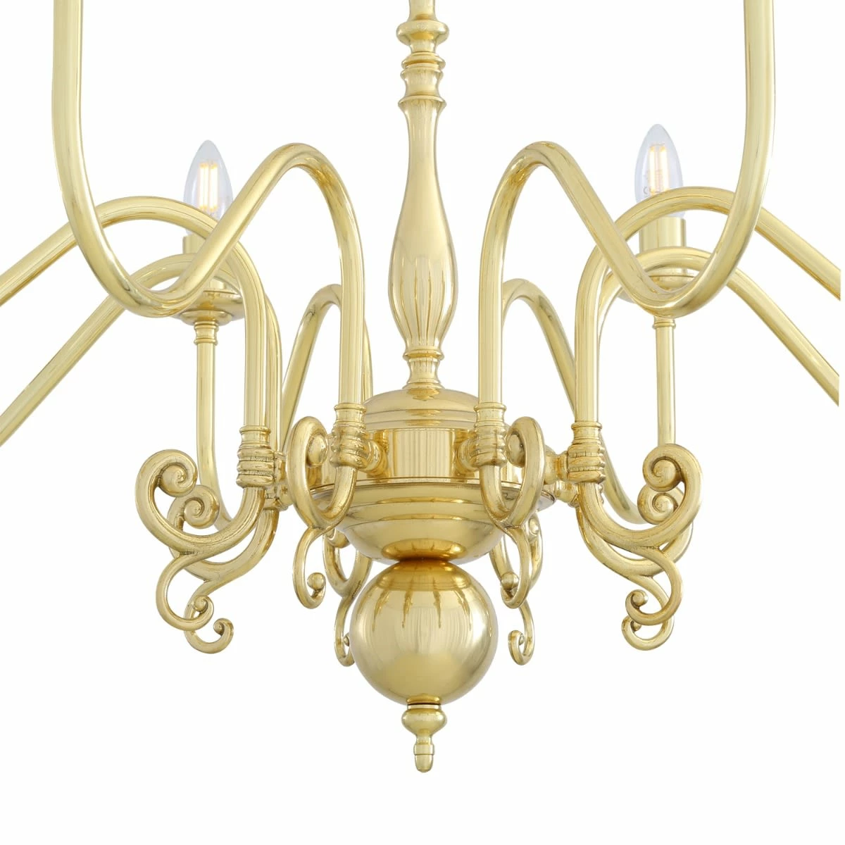 Flemish Candle-Style Brass Single Tier Chandelier, Eight-Light 9 Flemish Candle-Style Brass Single Tier Chandelier, Eight-Light - Image 7