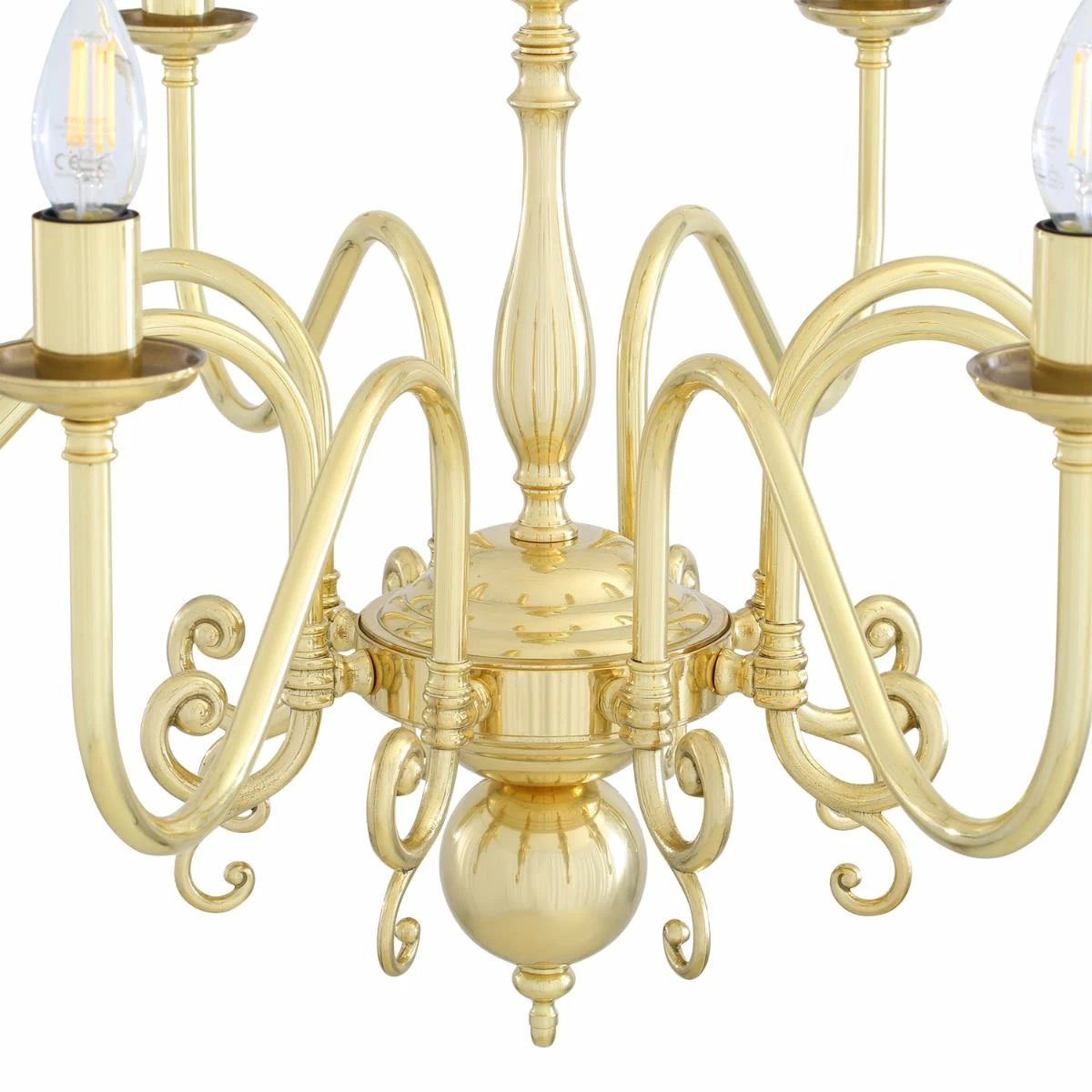 Flemish Candle-Style Brass Single Tier Chandelier, Eight-Light 10 Flemish Candle-Style Brass Single Tier Chandelier, Eight-Light - Image 8
