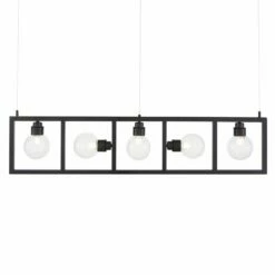 Cuba Linear Box Chandelier With Five Globe Lights