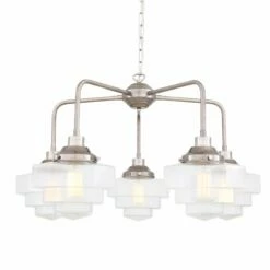 Siena Art Deco Single Tier Brass Chandelier, Five-Light 8 Siena Art Deco Single Tier Brass Chandelier, Five-Light -Home-Lighting Sale mlf331antslv 1