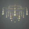 Pisa Four-Tier Bare Bulb Brass Chandelier, 21-Light