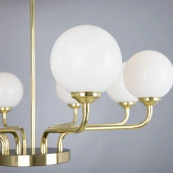 Branford Opal Glass Globe Brass Chandelier, Eight-Arm -Home-Lighting Sale mlf339polbrs 2