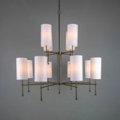 Arizona Modern Brass Two-Tier Chandelier, 12-Arm -Home-Lighting Sale mlf342antbrs 2 1