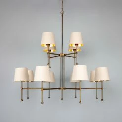 California Modern Brass Two-Tier Chandelier, 12-Arm -Home-Lighting Sale mlf344antbrs 1