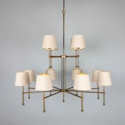 California Modern Brass Two-Tier Chandelier, 12-Arm -Home-Lighting Sale mlf344antbrs 2