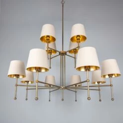 California Modern Brass Two-Tier Chandelier, 12-Arm -Home-Lighting Sale mlf344antbrs 5