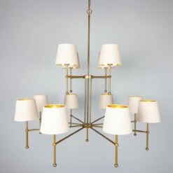 California Modern Brass Two-Tier Chandelier, 12-Arm -Home-Lighting Sale mlf344antbrs 7