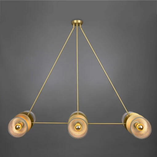 Eclipse Brass And Holophane Glass Dish Chandelier -Home-Lighting Sale mlf346satbrs