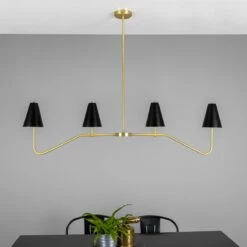 Salvador Island Bar Chandelier With Brass Shades -Home-Lighting Sale mlf349satbrs lifestyle 2