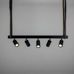 Holmes Linear Island Pendant With Leather Straps, Five-Light -Home-Lighting Sale mlf352pcmbk