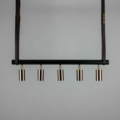 Holmes Linear Island Pendant With Leather Straps, Five-Light -Home-Lighting Sale mlf352pcmbkantbrs 3