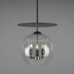 Casablanca Modern Open Glass Globe Mini Chandelier With Disc, Three-Light