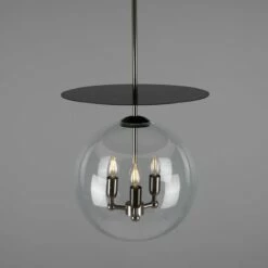 Casablanca Modern Open Glass Globe Mini Chandelier With Disc, Three-Light 19 Casablanca Modern Open Glass Globe Mini Chandelier With Disc, Three-Light -Home-Lighting Sale mlf353antslvpcmbk 2