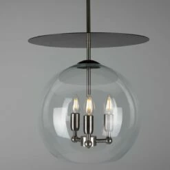 Casablanca Modern Open Glass Globe Mini Chandelier With Disc, Three-Light 20 Casablanca Modern Open Glass Globe Mini Chandelier With Disc, Three-Light -Home-Lighting Sale mlf353antslvpcmbk 3