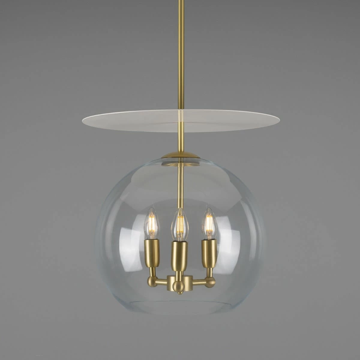 Casablanca Modern Open Glass Globe Mini Chandelier With Disc, Three-Light 10 Casablanca Modern Open Glass Globe Mini Chandelier With Disc, Three-Light - Image 8