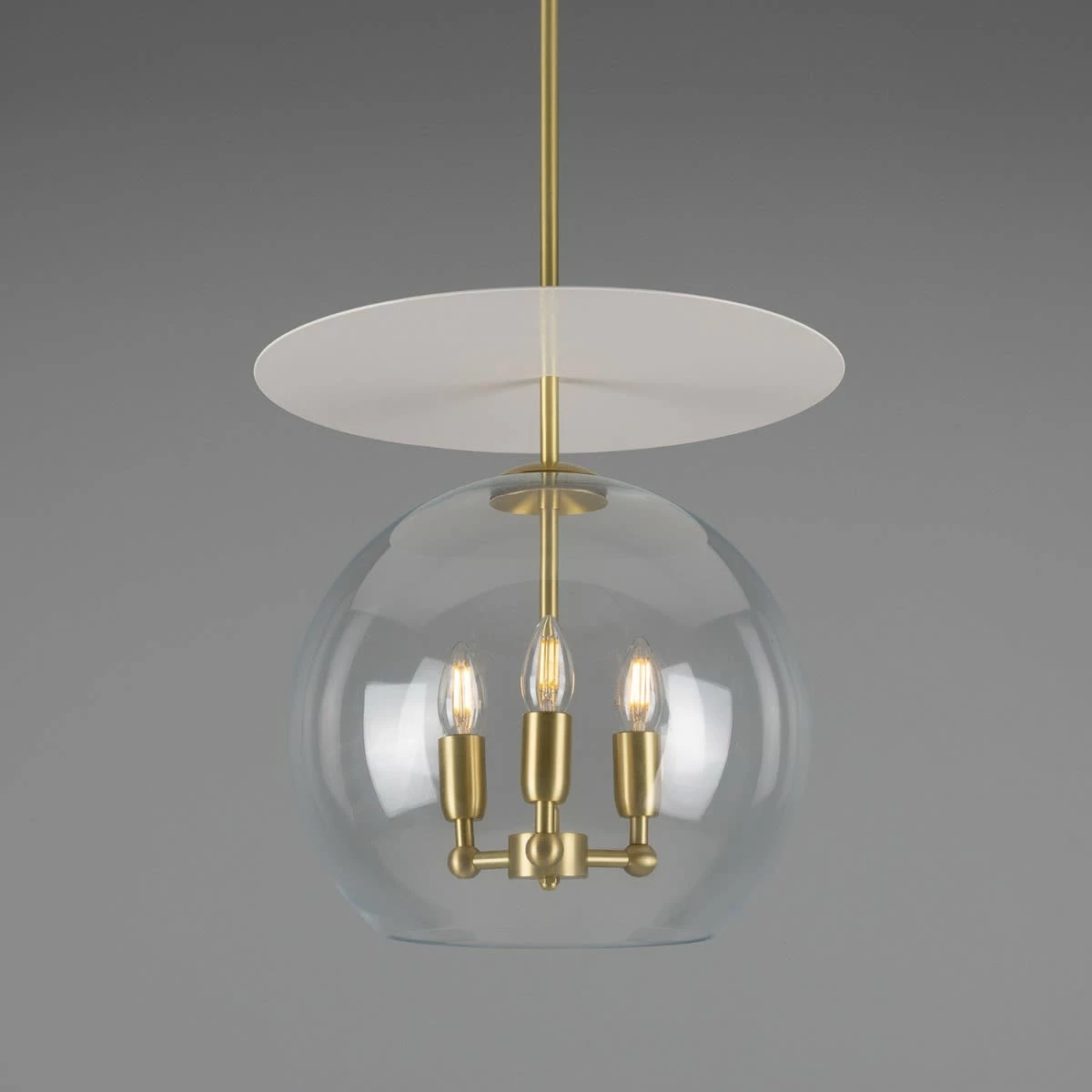 Casablanca Modern Open Glass Globe Mini Chandelier With Disc, Three-Light 11 Casablanca Modern Open Glass Globe Mini Chandelier With Disc, Three-Light - Image 9