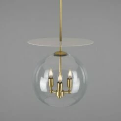Casablanca Modern Open Glass Globe Mini Chandelier With Disc, Three-Light 25 Casablanca Modern Open Glass Globe Mini Chandelier With Disc, Three-Light -Home-Lighting Sale mlf353satbrspcwte 2