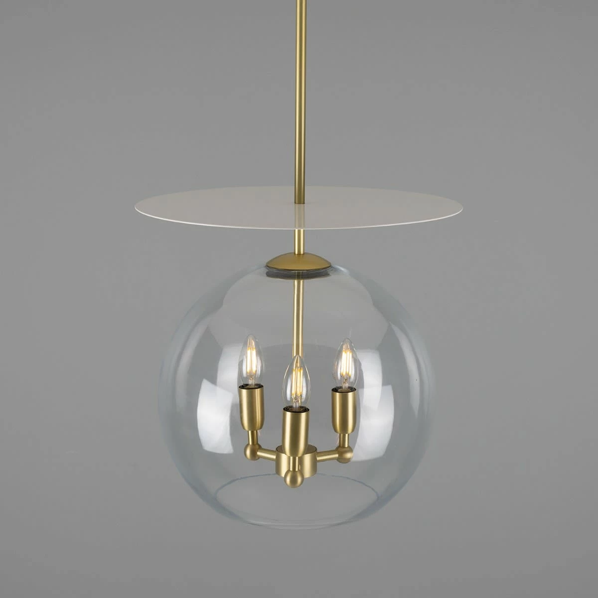 Casablanca Modern Open Glass Globe Mini Chandelier With Disc, Three-Light 12 Casablanca Modern Open Glass Globe Mini Chandelier With Disc, Three-Light - Image 10
