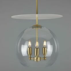 Casablanca Modern Open Glass Globe Mini Chandelier With Disc, Three-Light 26 Casablanca Modern Open Glass Globe Mini Chandelier With Disc, Three-Light -Home-Lighting Sale mlf353satbrspcwte 3