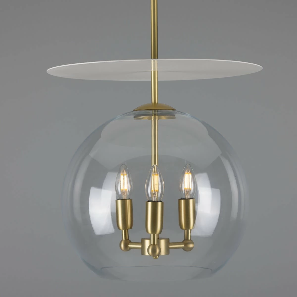 Casablanca Modern Open Glass Globe Mini Chandelier With Disc, Three-Light 13 Casablanca Modern Open Glass Globe Mini Chandelier With Disc, Three-Light - Image 11