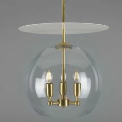 Casablanca Modern Open Glass Globe Mini Chandelier With Disc, Three-Light 27 Casablanca Modern Open Glass Globe Mini Chandelier With Disc, Three-Light -Home-Lighting Sale mlf353satbrspcwte 4