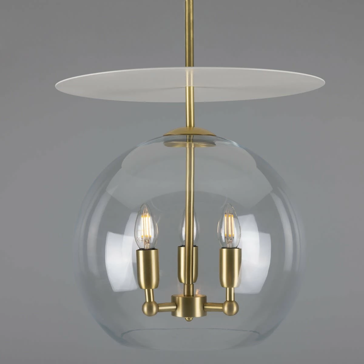 Casablanca Modern Open Glass Globe Mini Chandelier With Disc, Three-Light 14 Casablanca Modern Open Glass Globe Mini Chandelier With Disc, Three-Light - Image 12